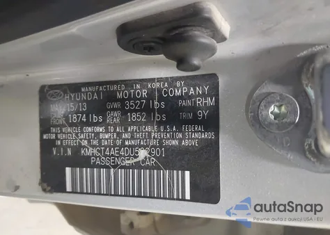 2013 Hyundai Accent Gls from USA, damaged, VIN KMHCT4AE4DU502901